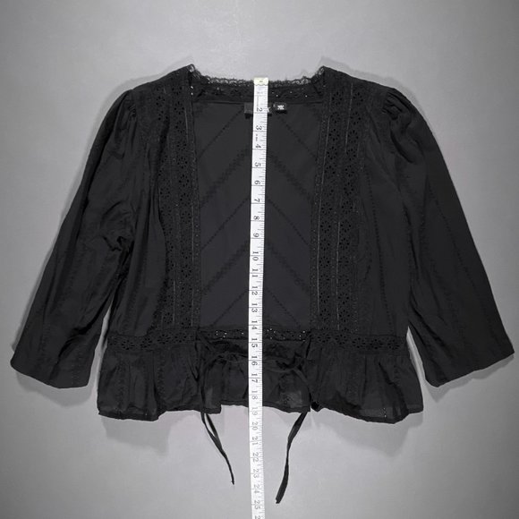 A.N.A. Black Top with Eyelets Front Tie Closure Size Small - Picture 9 of 15
